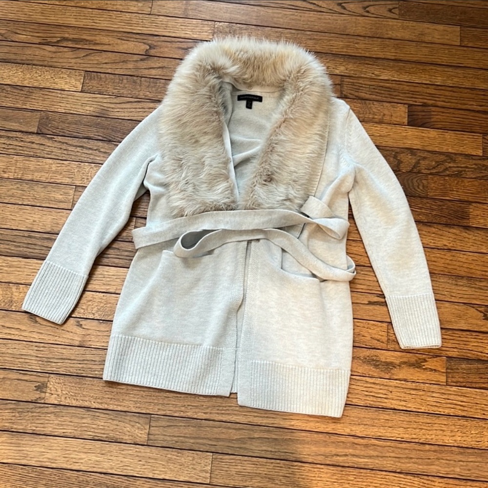 Banana republic shawl collar sweater small faux fur